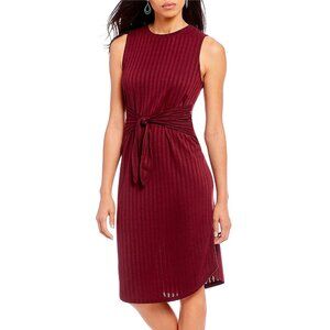 Gianni Bini Port Kaitlin Stripe Sleeveless Tie Front Knit Tank Midi Dress Large